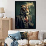 Stylish Lion In Suit Smoking - Lion Home Decor Art