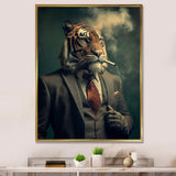 Stylish Lion In Suit Smoking - Lion Home Decor Art
