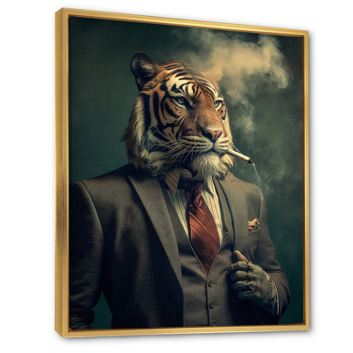 Stylish Lion In Suit Smoking - Lion Home Decor Art