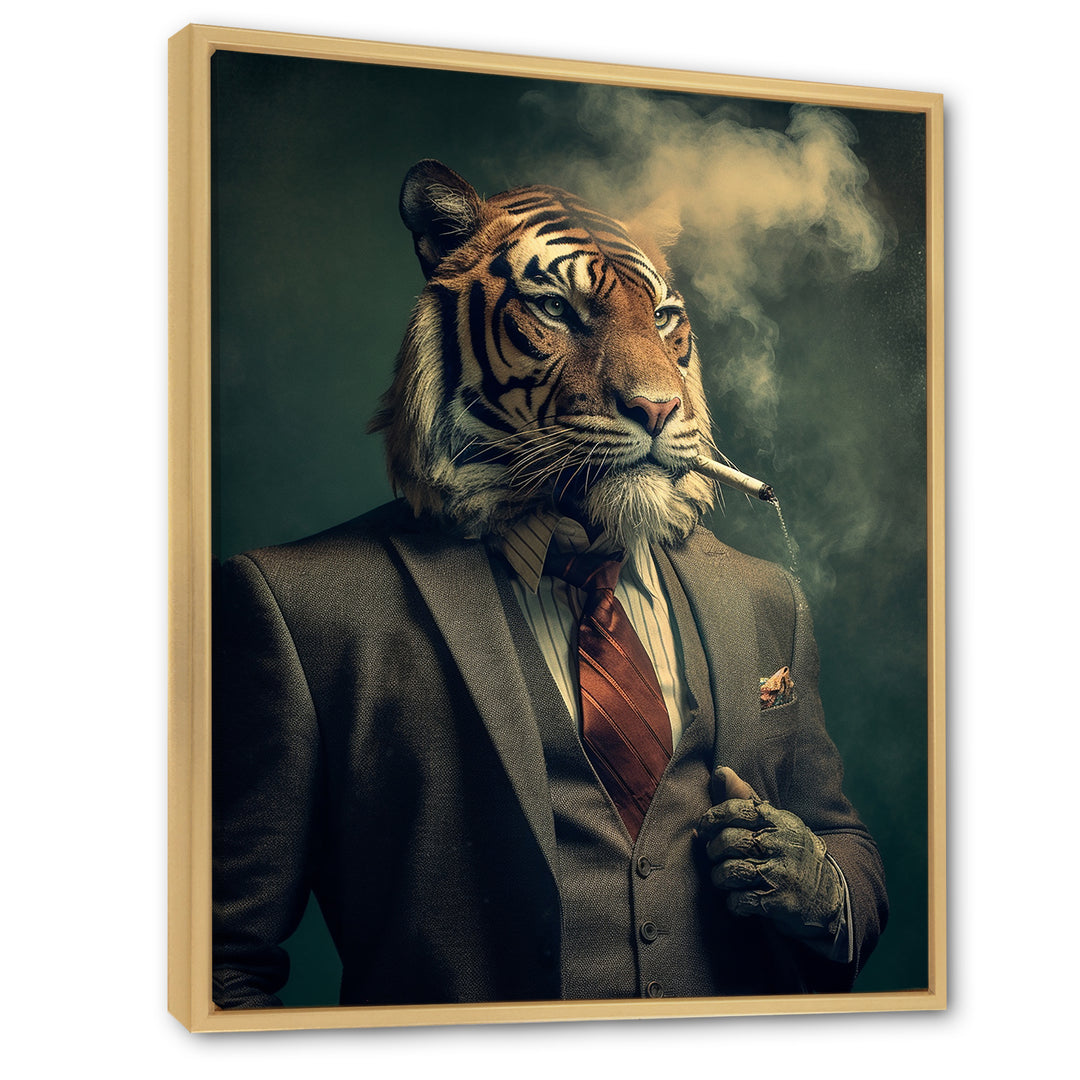 Stylish Lion In Suit Smoking - Lion Home Decor Art