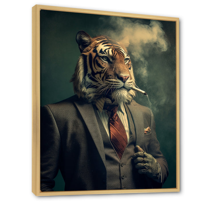 Stylish Lion In Suit Smoking - Lion Home Decor Art