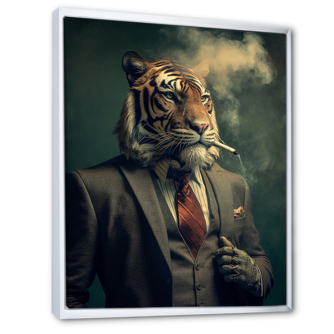 Stylish Lion In Suit Smoking - Lion Home Decor Art