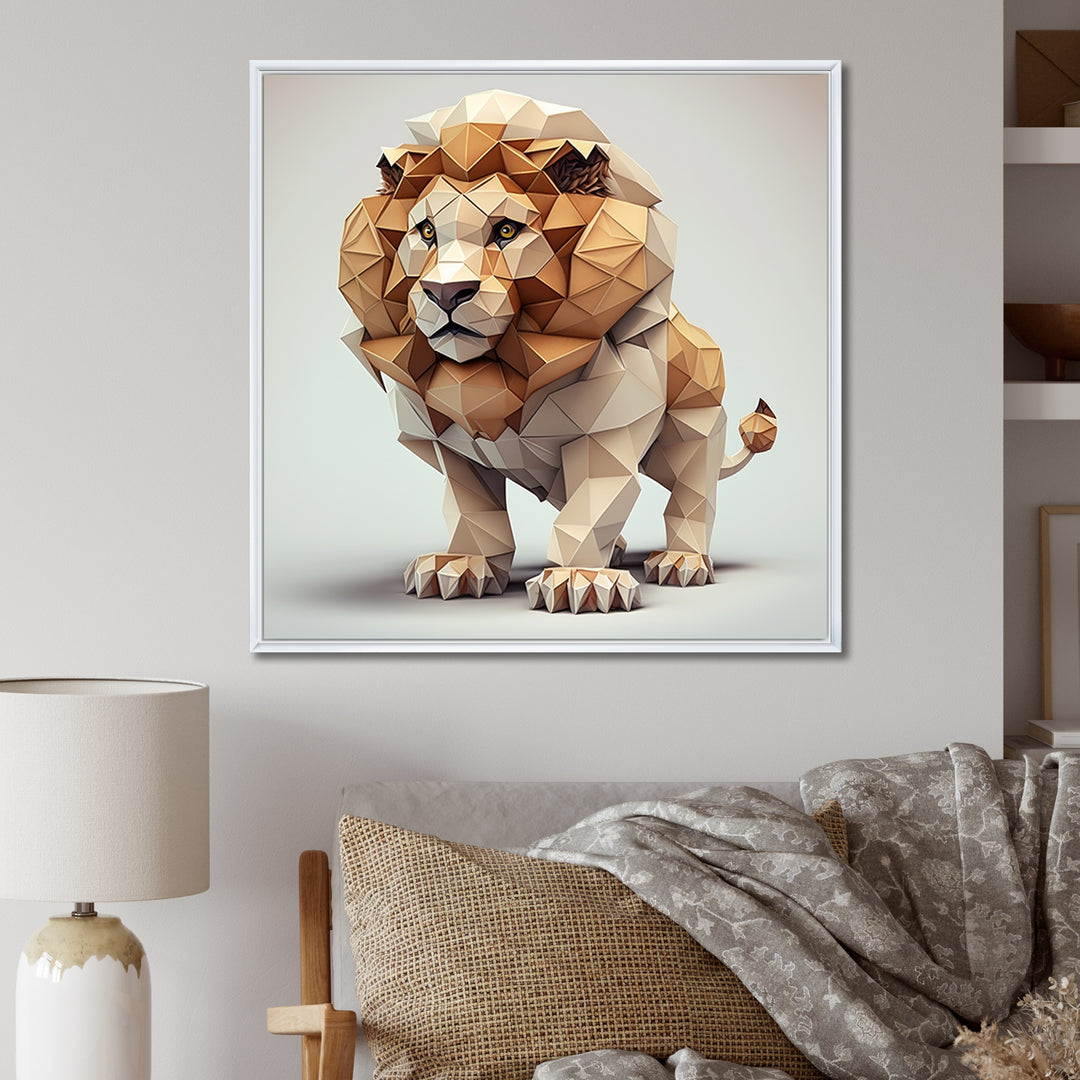 Cute Little Geometric Lion - Lion Bedroom Wall Art