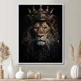 Majestic Lion King With Golden Crown - Lion Canvas Wall Art