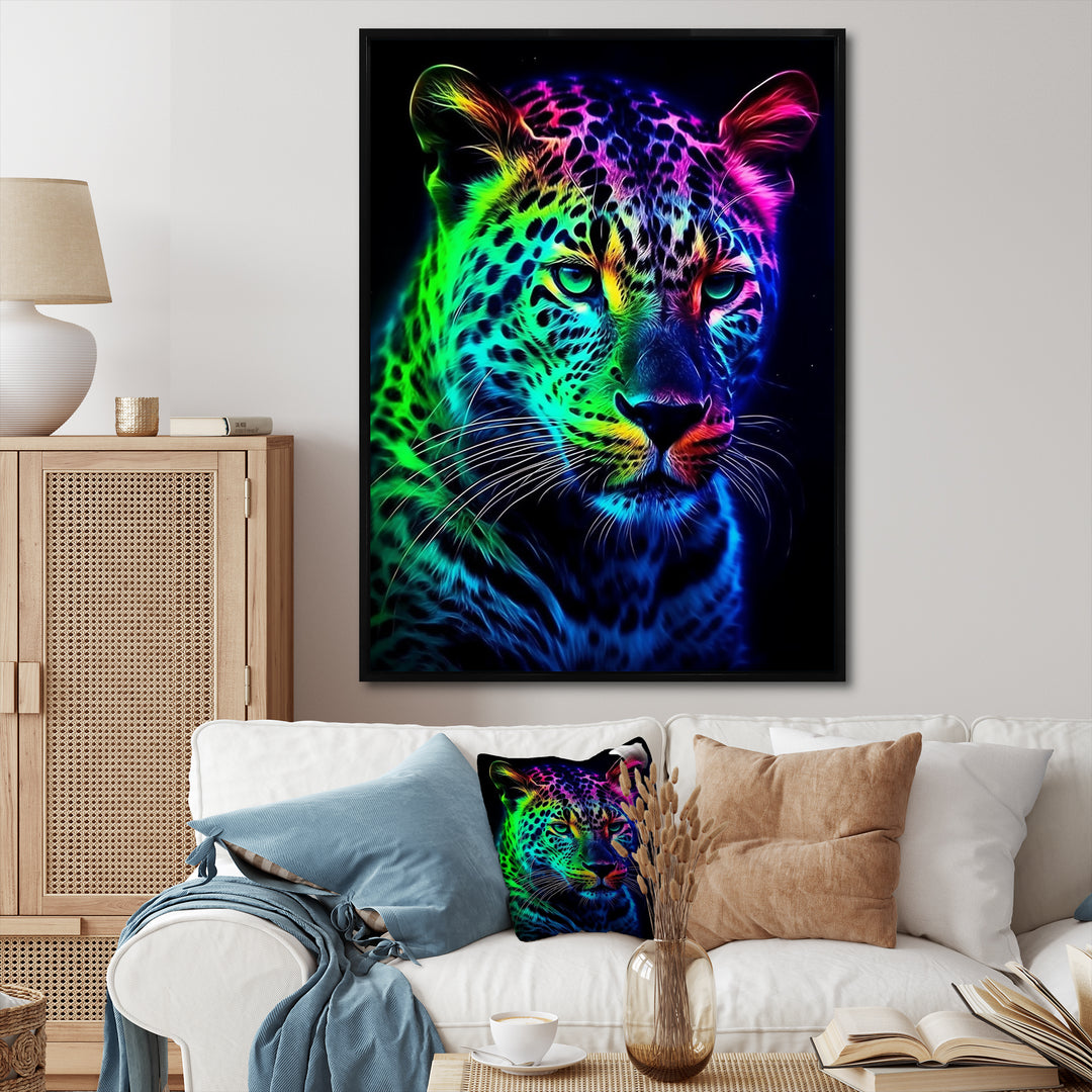 Neon Portrait Of Wild Tiger - Lion Wall Art Prints
