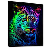 Neon Portrait Of Wild Tiger - Lion Wall Art Prints