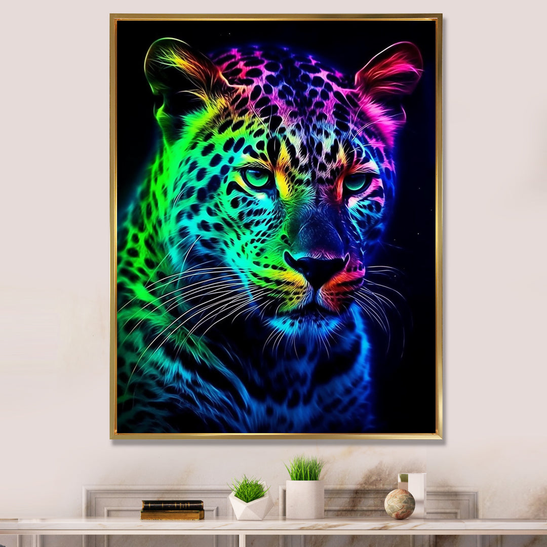 Neon Portrait Of Wild Tiger - Lion Wall Art Prints