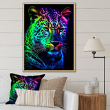 Neon Portrait Of Wild Tiger - Lion Wall Art Prints