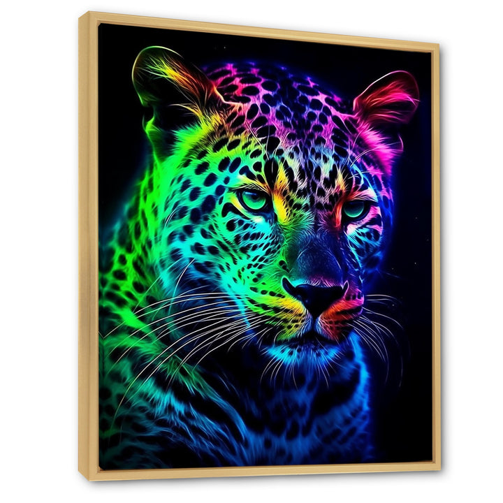Neon Portrait Of Wild Tiger - Lion Wall Art Prints