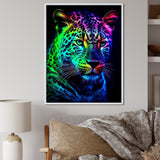 Neon Portrait Of Wild Tiger - Lion Wall Art Prints