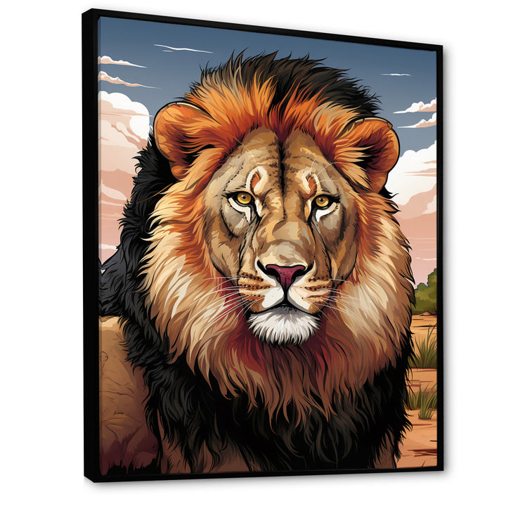 Portrait Of A Wild Lion Vintage Illustration - Brown Lion Wall Art