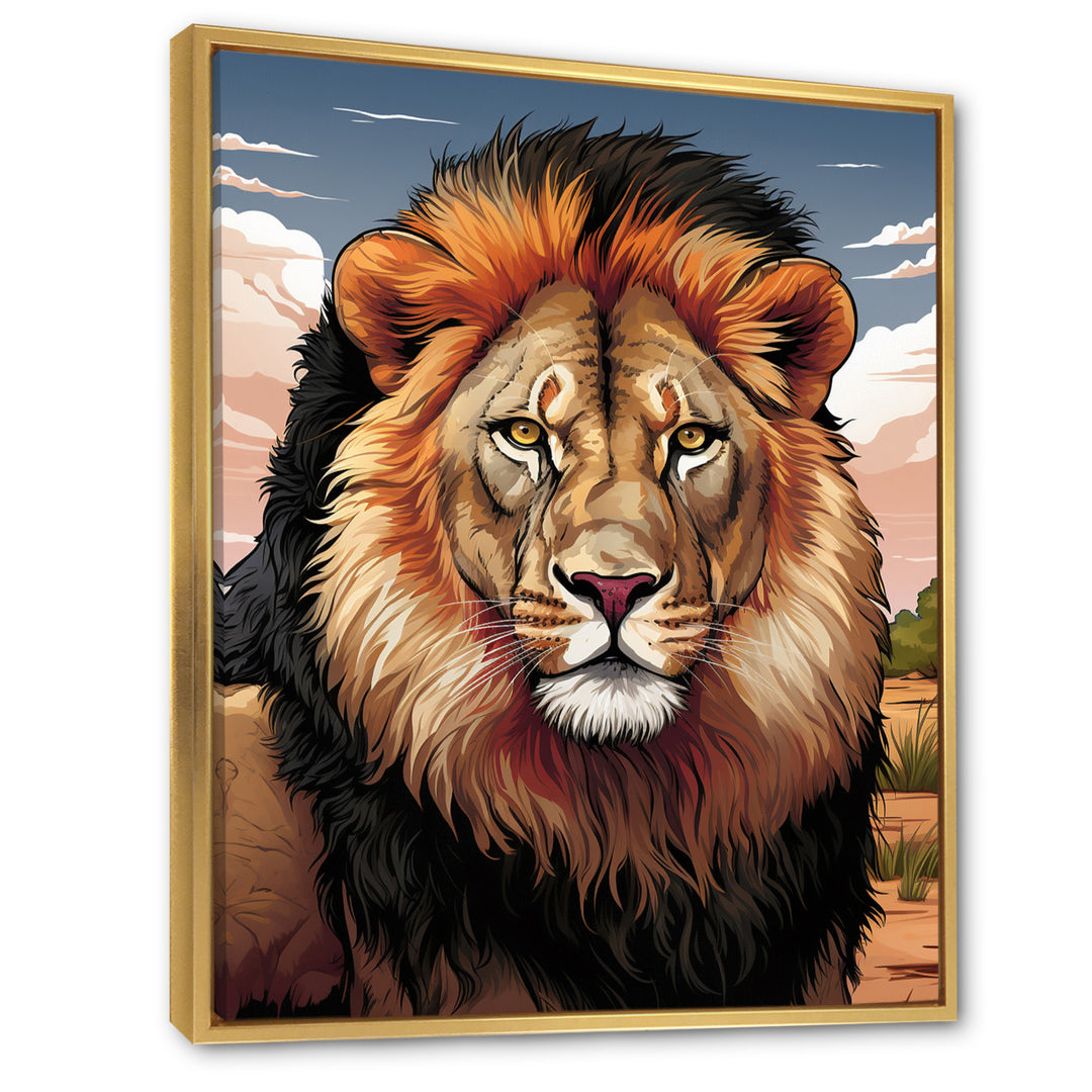 Portrait Of A Wild Lion Vintage Illustration - Brown Lion Wall Art