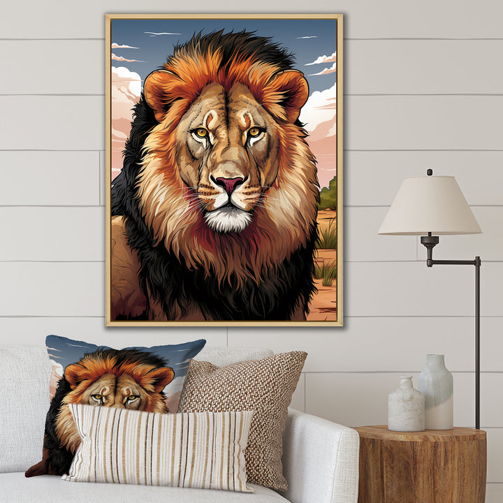 Portrait Of A Wild Lion Vintage Illustration - Brown Lion Wall Art