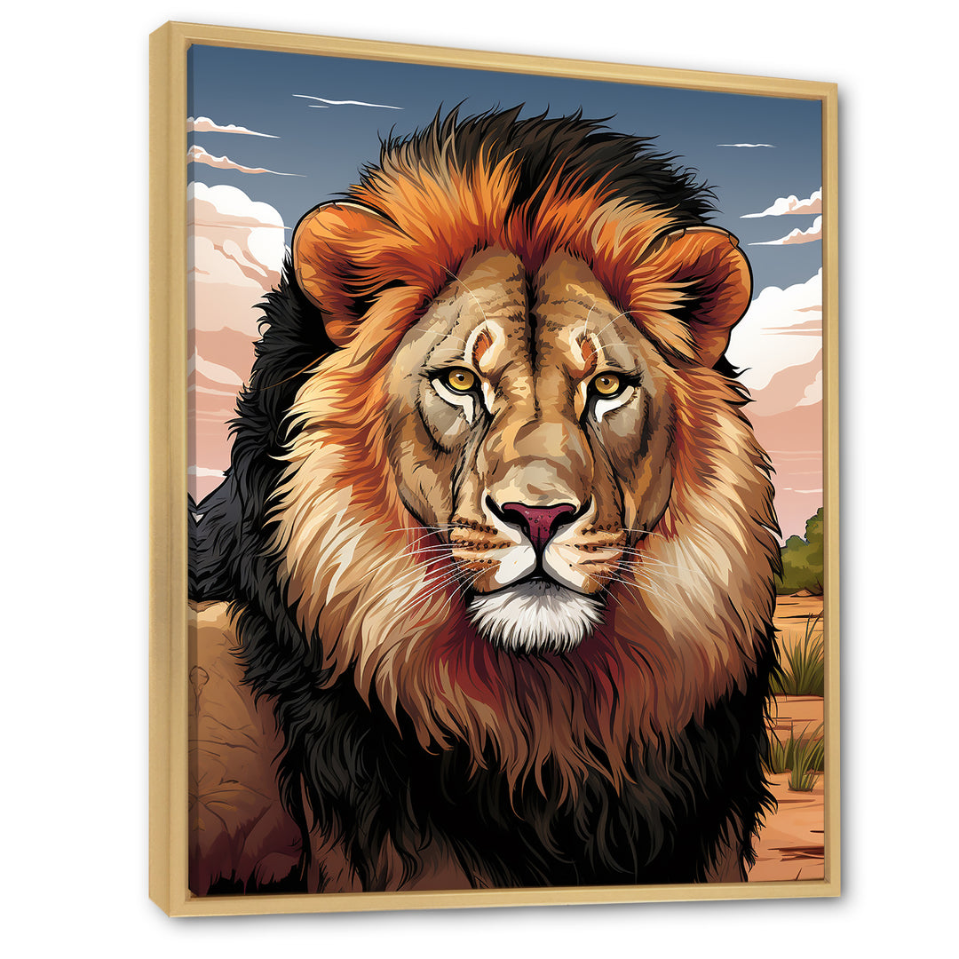 Portrait Of A Wild Lion Vintage Illustration - Brown Lion Wall Art