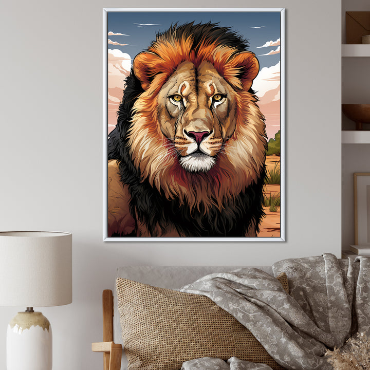 Portrait Of A Wild Lion Vintage Illustration - Brown Lion Wall Art