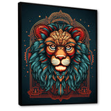 Portrait Of A Wild Lion Retro Illustration - Lion Framed Canvas Art