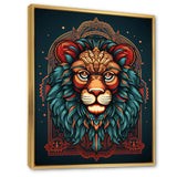 Portrait Of A Wild Lion Retro Illustration - Lion Framed Canvas Art