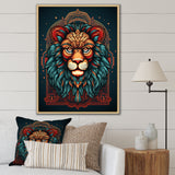 Portrait Of A Wild Lion Retro Illustration - Lion Framed Canvas Art