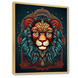 Portrait Of A Wild Lion Retro Illustration - Lion Framed Canvas Art