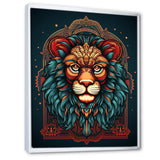 Portrait Of A Wild Lion Retro Illustration - Lion Framed Canvas Art