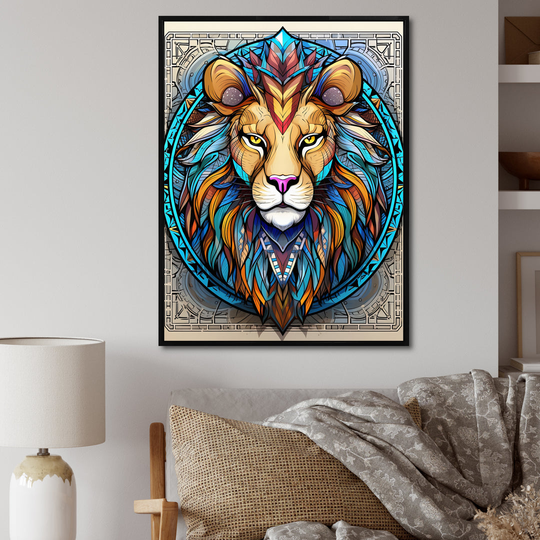 Portrait Of A Wild Lion Contemporary Illustration - Lion Home Decor Art