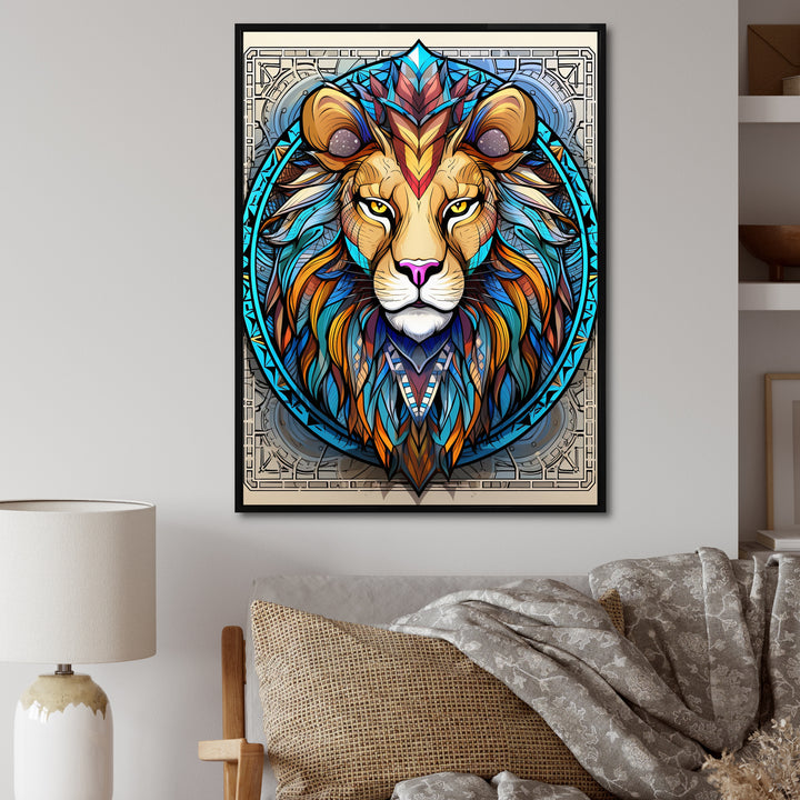 Portrait Of A Wild Lion Contemporary Illustration - Lion Home Decor Art