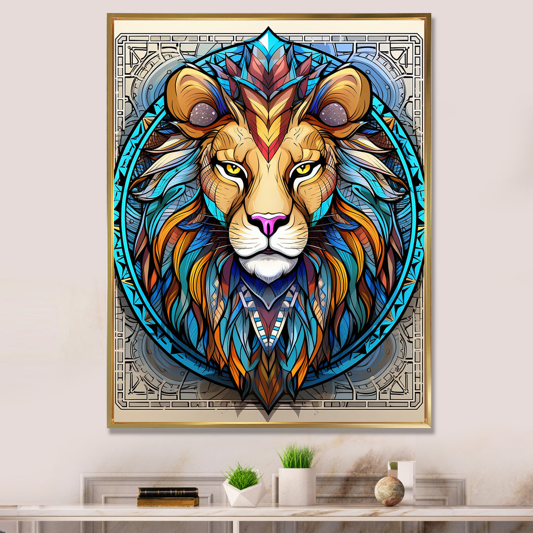 Portrait Of A Wild Lion Contemporary Illustration - Lion Home Decor Art