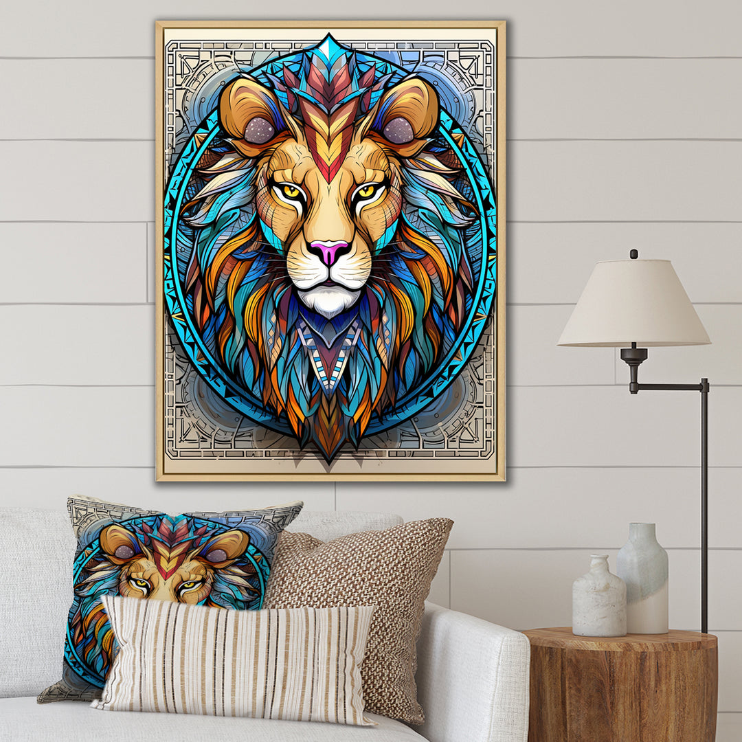 Portrait Of A Wild Lion Contemporary Illustration - Lion Home Decor Art