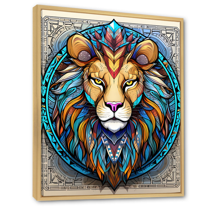 Portrait Of A Wild Lion Contemporary Illustration - Lion Home Decor Art