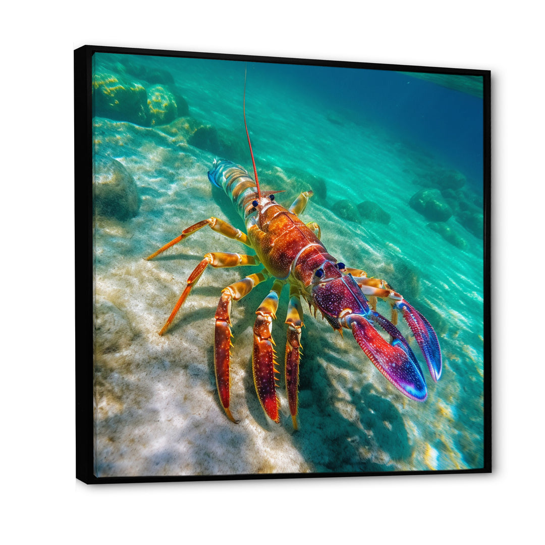 Red Lobster In Tropical Turquoise Water - Lobster Living Room Wall Art