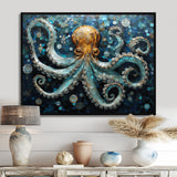 Portrait Of Blue Mystical Octopus Painting - Octopus Canvas Wall Art