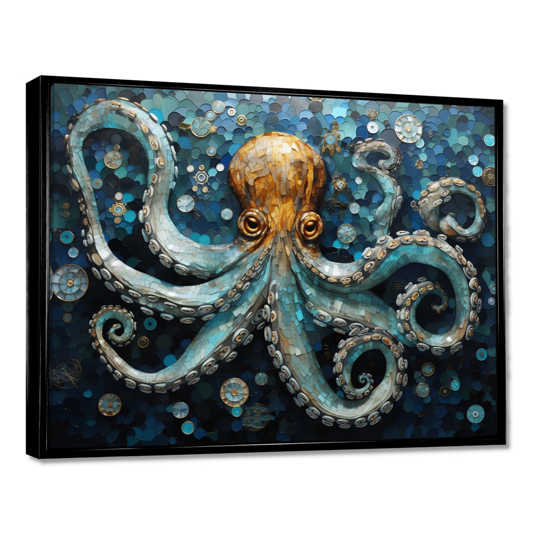 Portrait Of Blue Mystical Octopus Painting - Octopus Canvas Wall Art