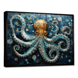 Portrait Of Blue Mystical Octopus Painting - Octopus Canvas Wall Art