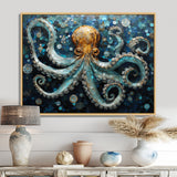 Portrait Of Blue Mystical Octopus Painting - Octopus Canvas Wall Art
