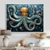 Portrait Of Blue Mystical Octopus Painting - Octopus Canvas Wall Art