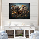 Portrait Of Brown Mystical Octopus Painting - Octopus Wall Decor