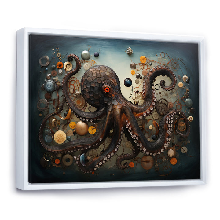 Portrait Of Brown Mystical Octopus Painting - Octopus Wall Decor