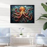 Portrait Of Orange Mystical Octopus Painting - Octopus Wall Art Prints