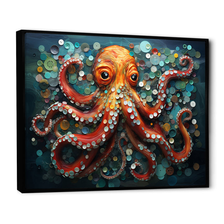 Portrait Of Orange Mystical Octopus Painting - Octopus Wall Art Prints