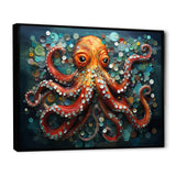 Portrait Of Orange Mystical Octopus Painting - Octopus Wall Art Prints