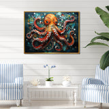 Portrait Of Orange Mystical Octopus Painting - Octopus Wall Art Prints