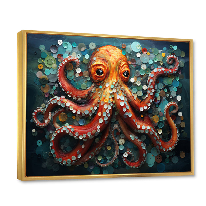 Portrait Of Orange Mystical Octopus Painting - Octopus Wall Art Prints