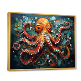 Portrait Of Orange Mystical Octopus Painting - Octopus Wall Art Prints