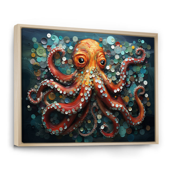 Portrait Of Orange Mystical Octopus Painting - Octopus Wall Art Prints