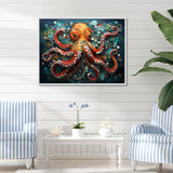 Portrait Of Orange Mystical Octopus Painting - Octopus Wall Art Prints