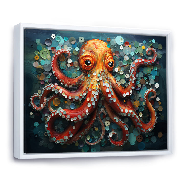 Portrait Of Orange Mystical Octopus Painting - Octopus Wall Art Prints