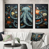 Portrait Of Blue Mystical Octopus Painting II - Multi-Panels