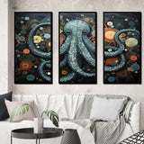 Portrait Of Blue Mystical Octopus Painting II - Multi-Panels