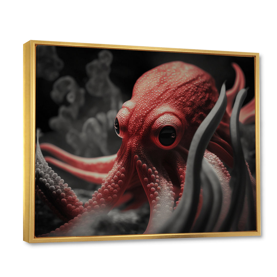 Portrait Of Red Mystical Octopus Photography - Octopus Framed Canvas Art
