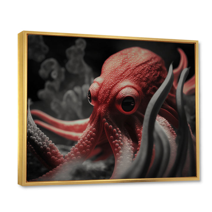 Portrait Of Red Mystical Octopus Photography - Octopus Framed Canvas Art